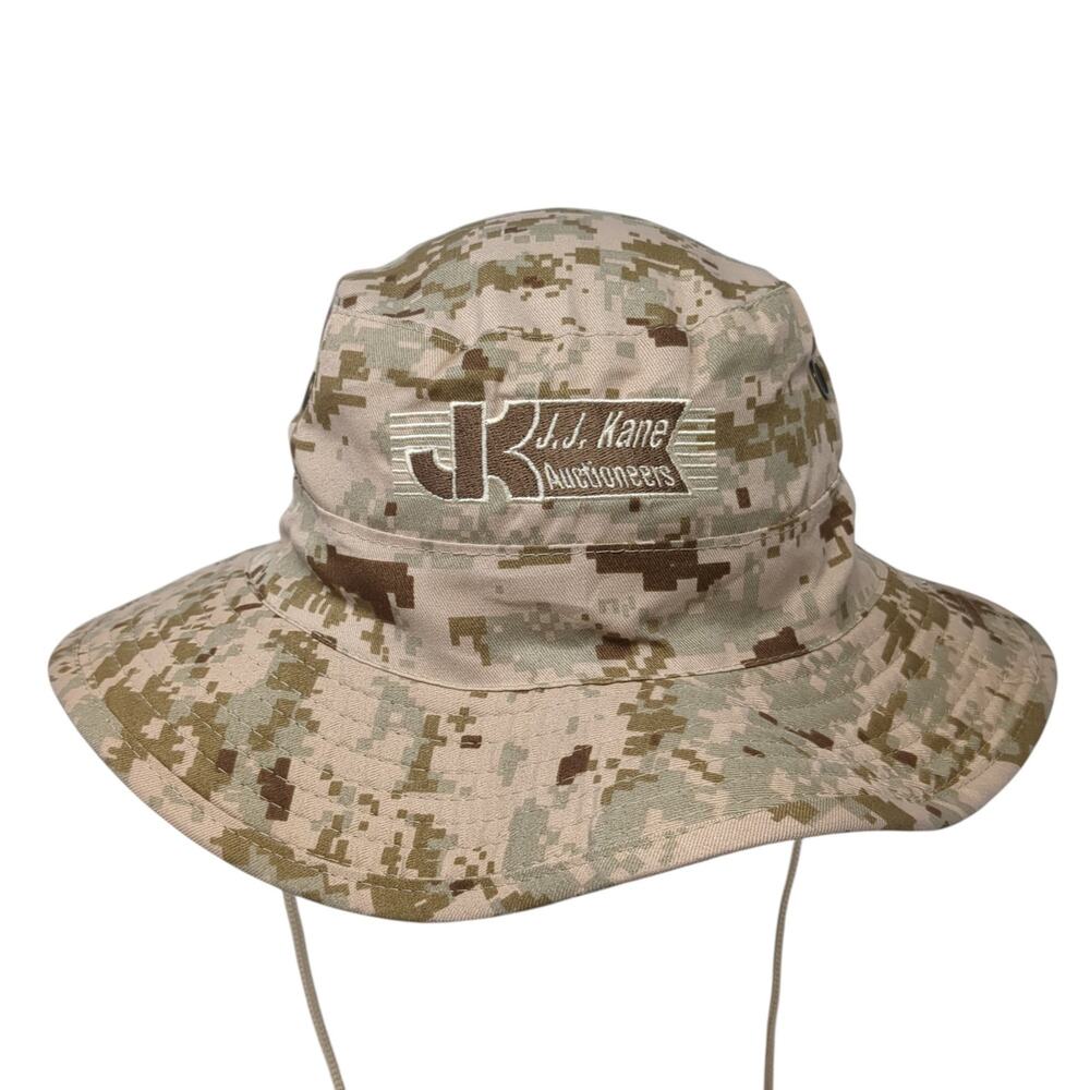 J.J. Kane Auctioneers Bucket Hat Multicolor One Size Drawstring Camo Simplicity